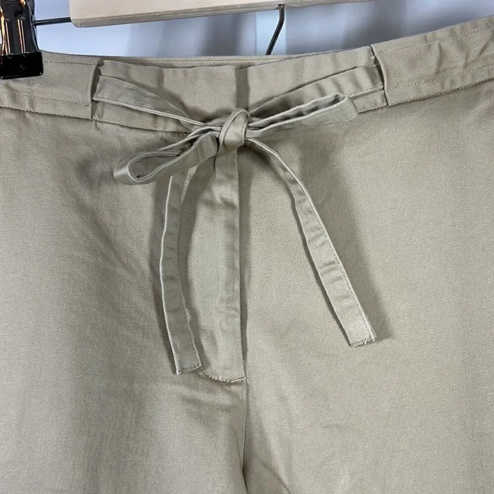 BROOKS BROTHERS Women’s Cotton Tie Waist Rolled Cuff Shorts Tan Size 12